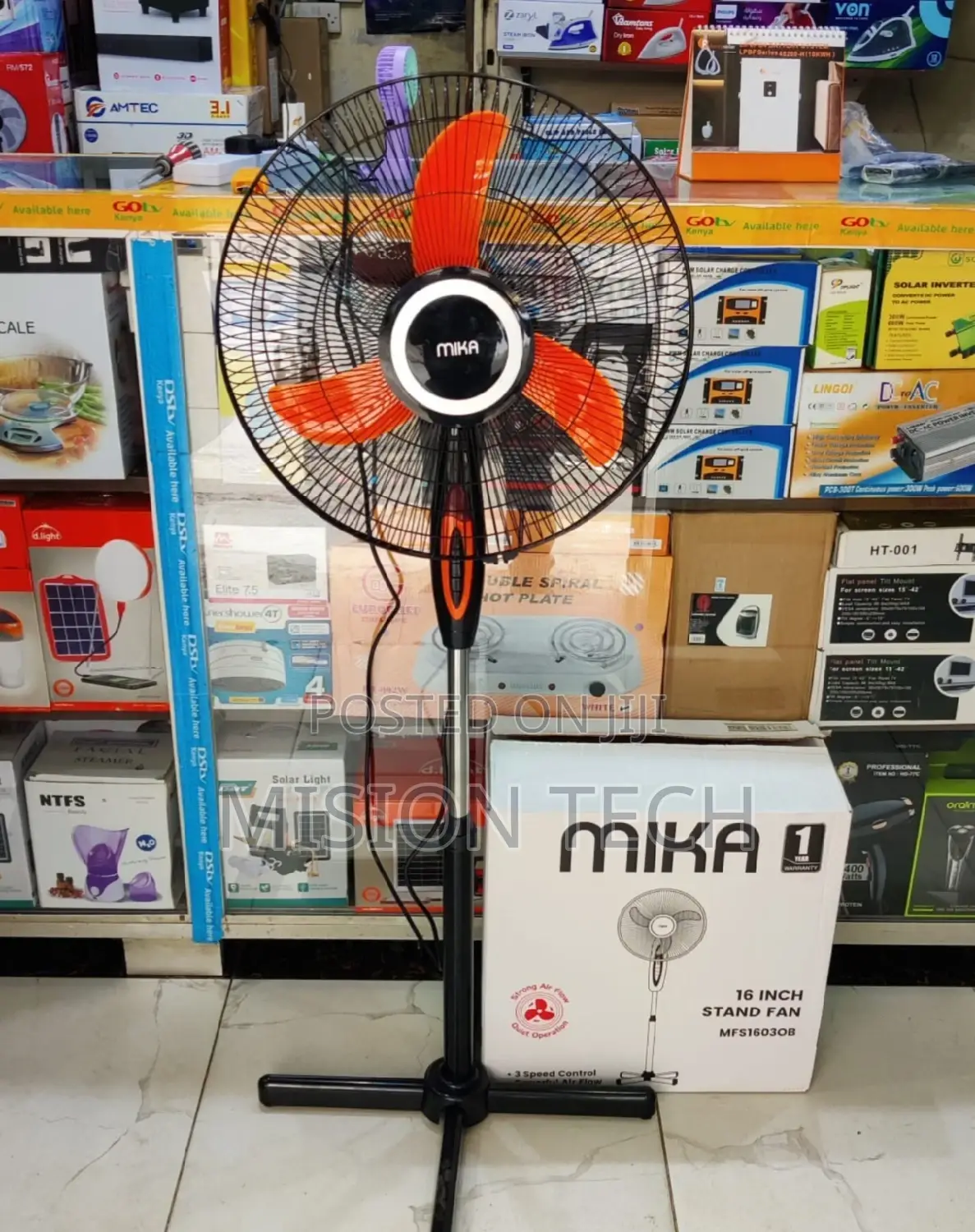 Stand Fan, 16", Orange Black
