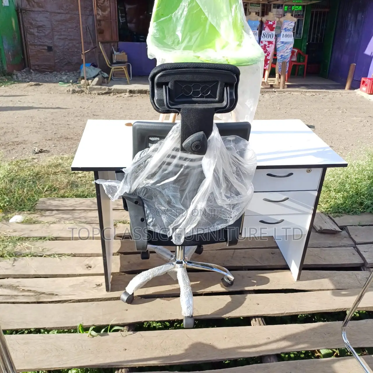 Office Desk+Headrest Chair