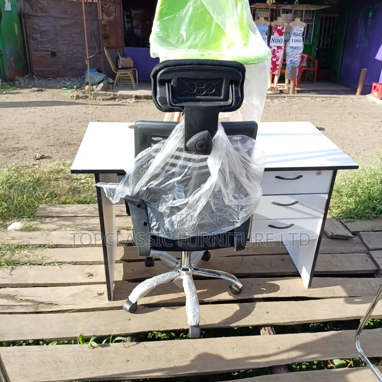 Office Desk+Headrest Chair