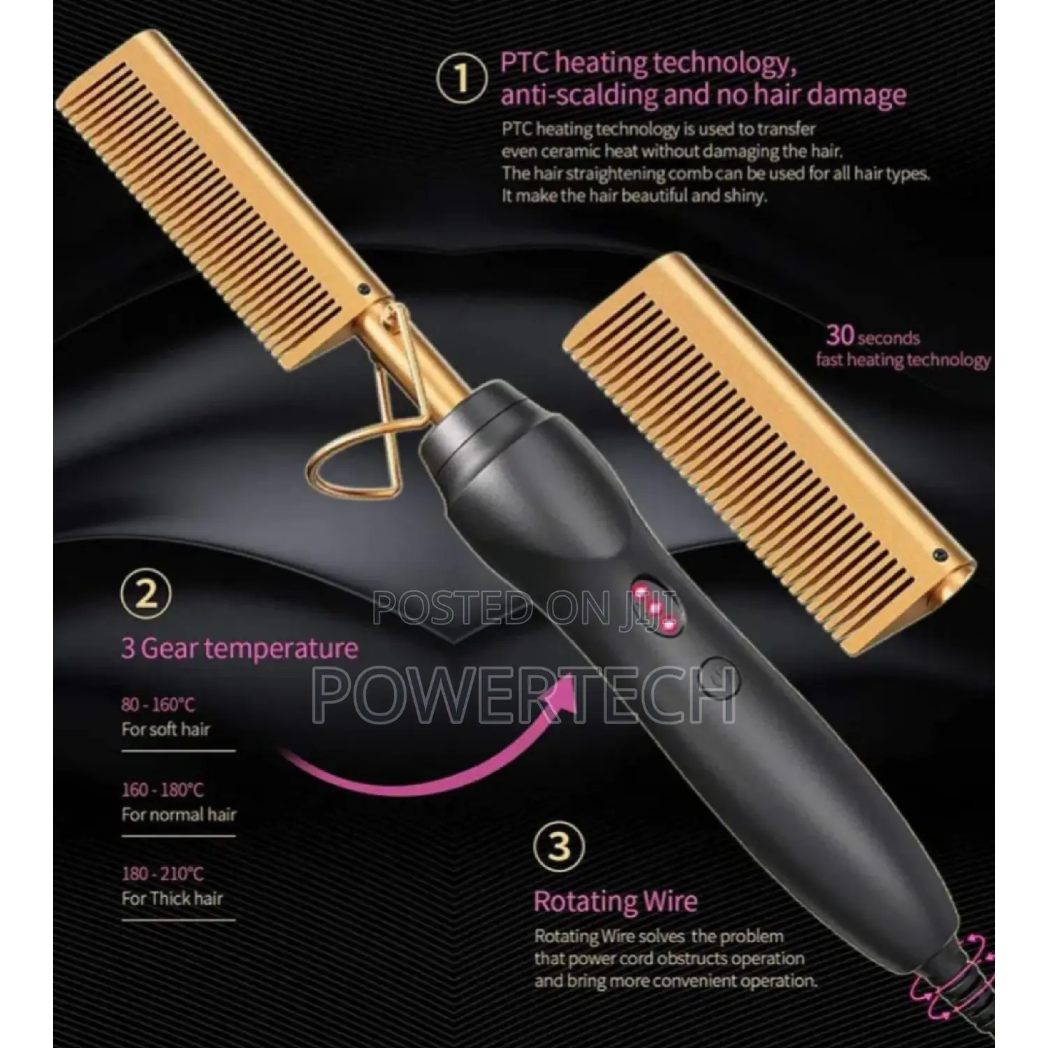 Professional Electric Hot Press Comb Hair Straightener.