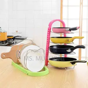 *3 Layer Cooking Pot / Pan Organizer in Green Pink*
