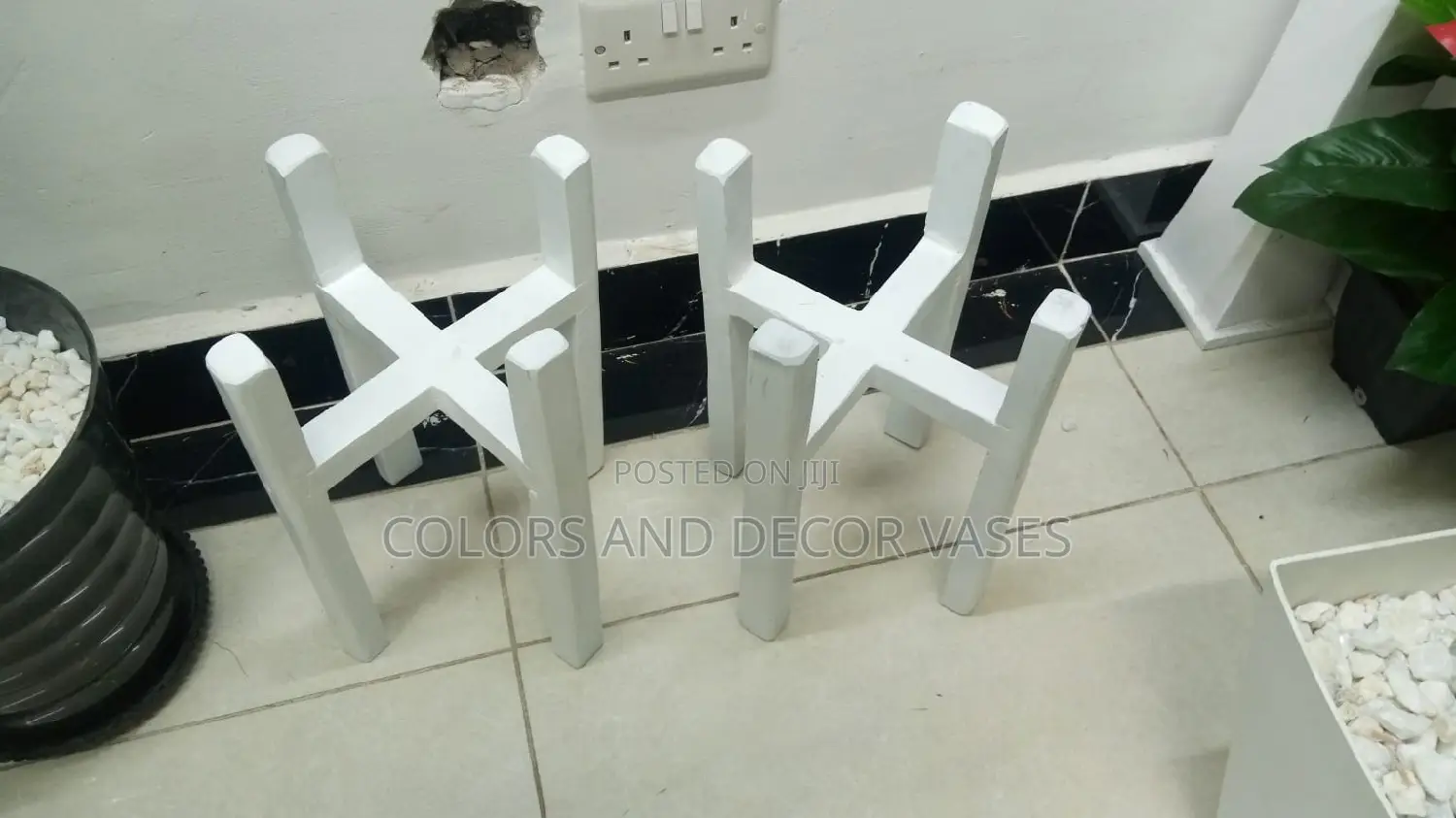 Wooden Stands White, Black, Brown and Flowered White