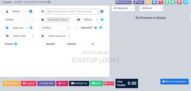 Point Of Sale System - main view