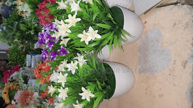White Flowered Bonsai Potted Plants - main view