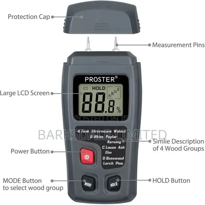 Wood Moisture Meter Digital 0-99.9% Wood Humidity Tester Tim