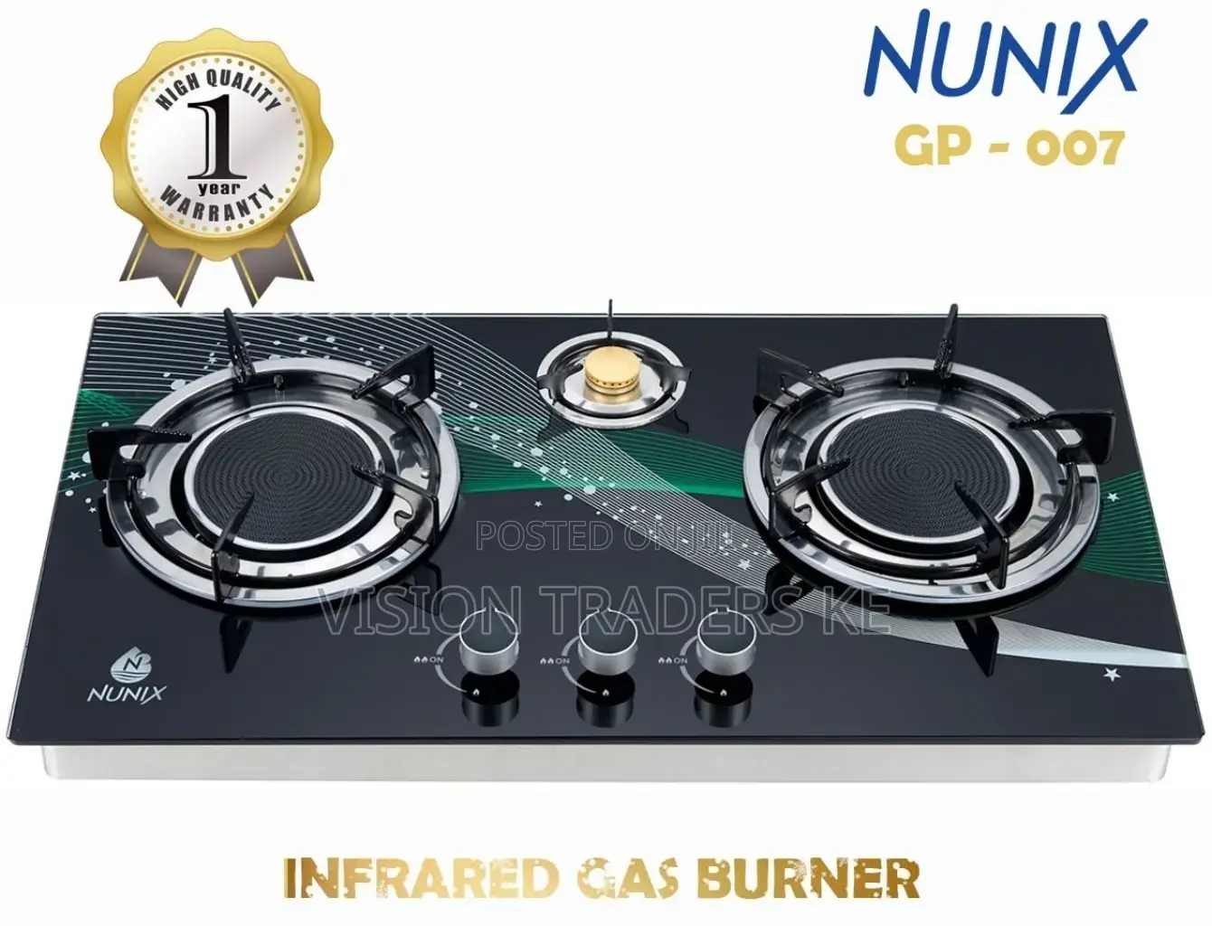 Nunix 3 Burner Infrared Gas Burned Gp-007 Black