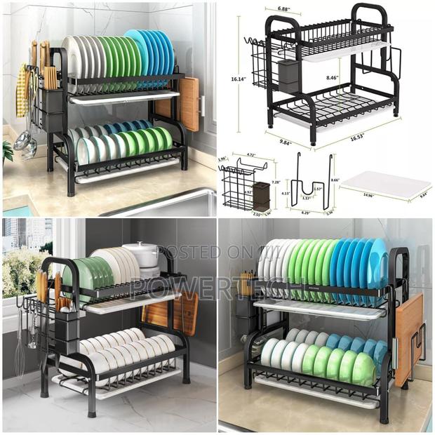 2 Tier Dish Rack With Cutlery Holder. - main view