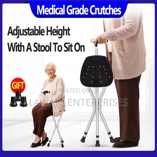 Medical Grade Crutches With Stool - main view
