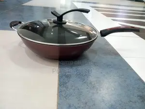 HOKPAN Non Stick Extra Deep Granite With Glass Lid 34CM