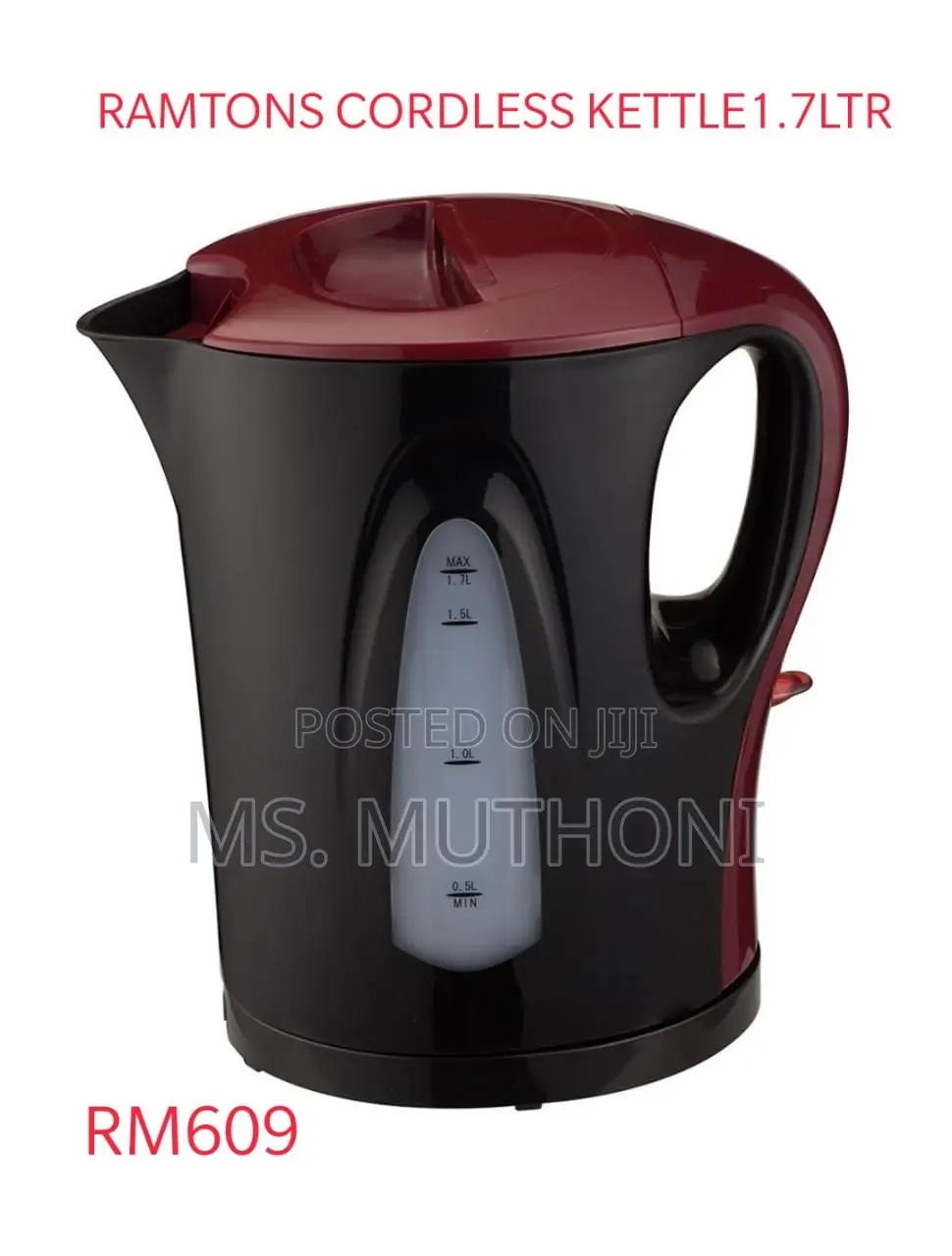 RM609 Ramtons Cordless Kettle 1.7ltr (1year Warranty)