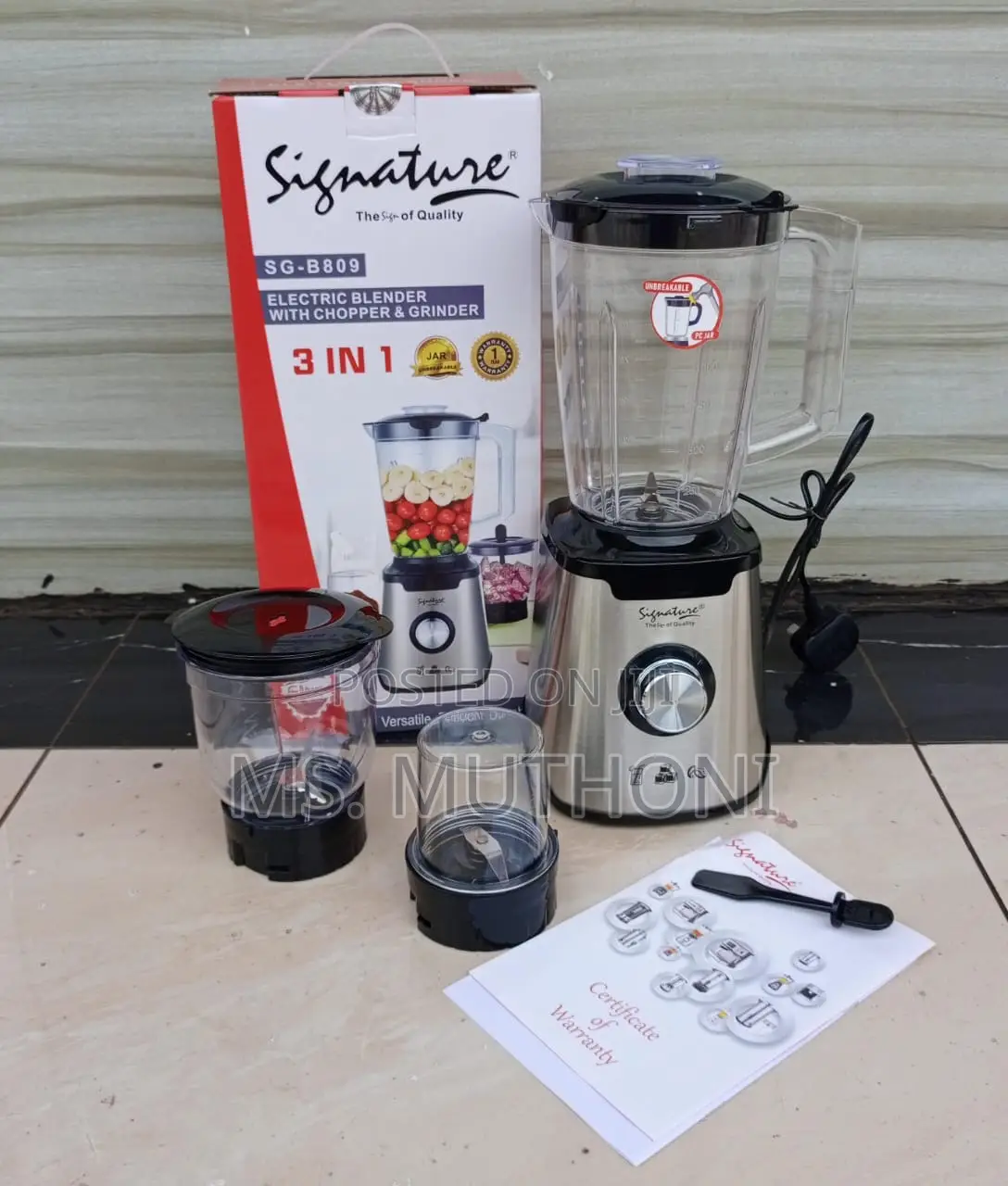 Signature 3 in 1 Blender With Chopper Grinder 600watts