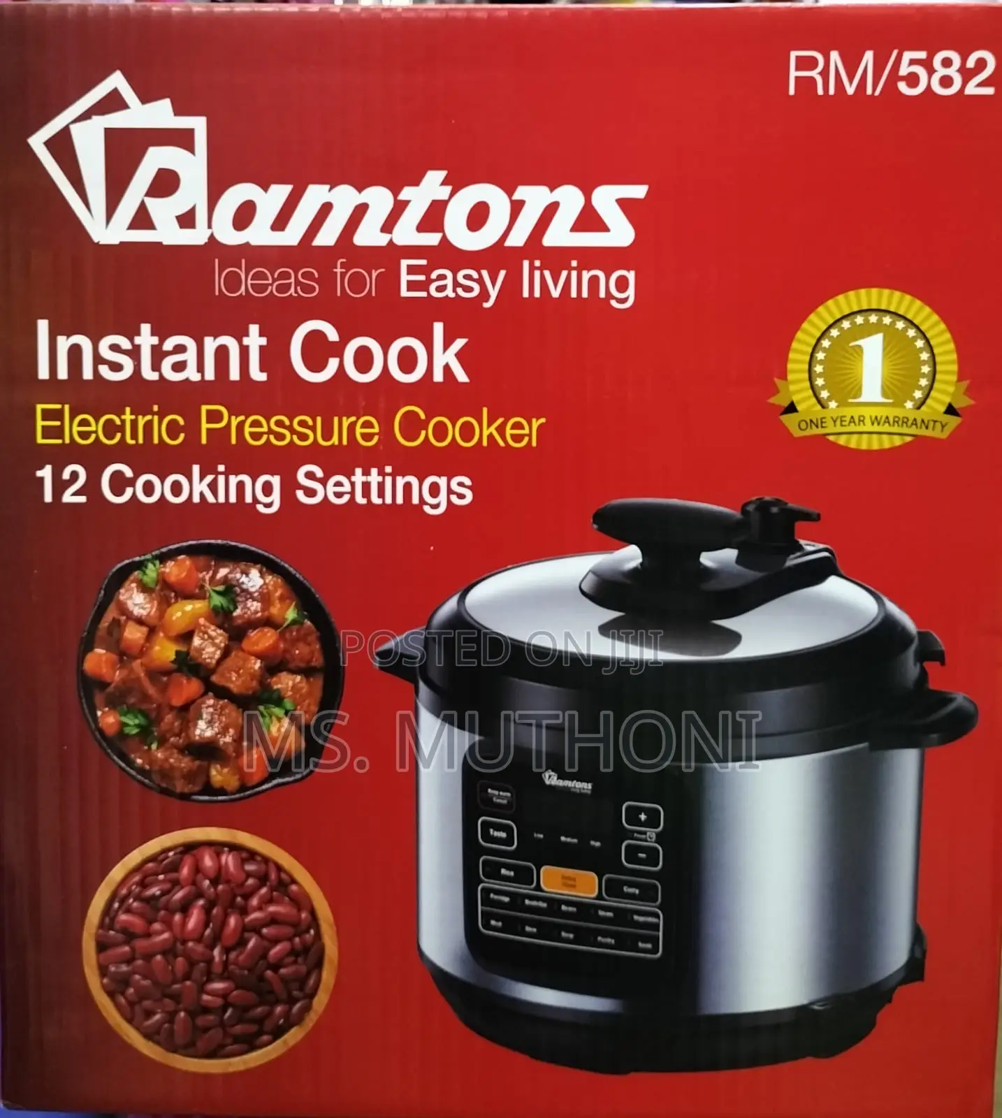 RM582; 6ltrs Ramtons Electric Pressure Cooker With 12