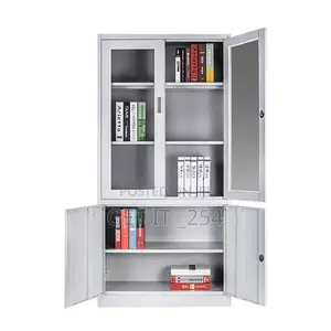 Metallic Steel Cabinet: 4 Door (2 Metallic + 2 Glass)