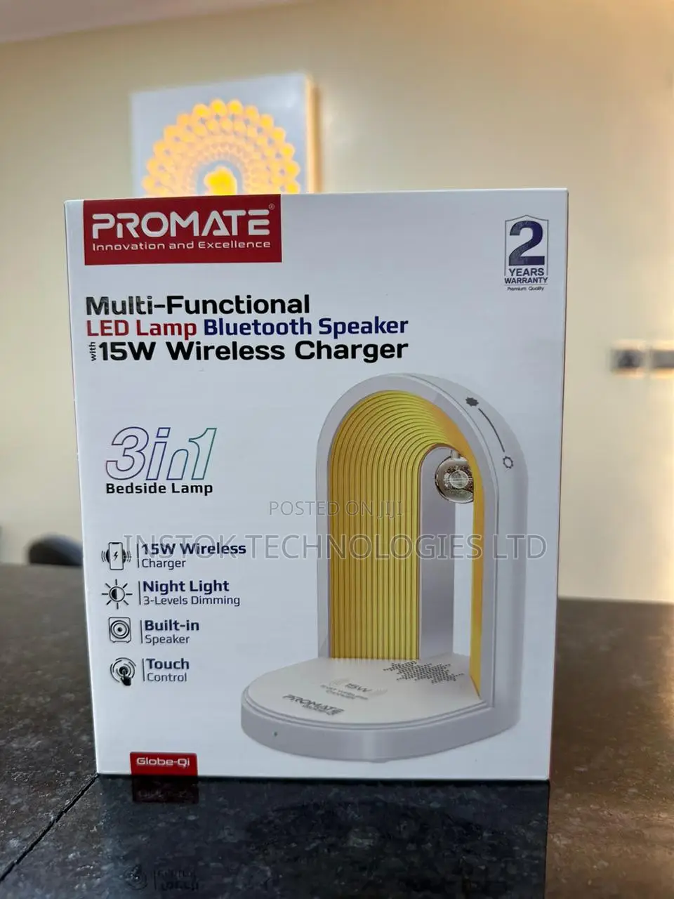Promate LED Night Lamp With Wireless Charger Speaker