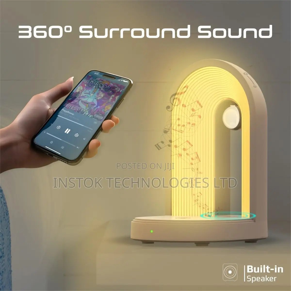 Promate LED Night Lamp With Wireless Charger Speaker