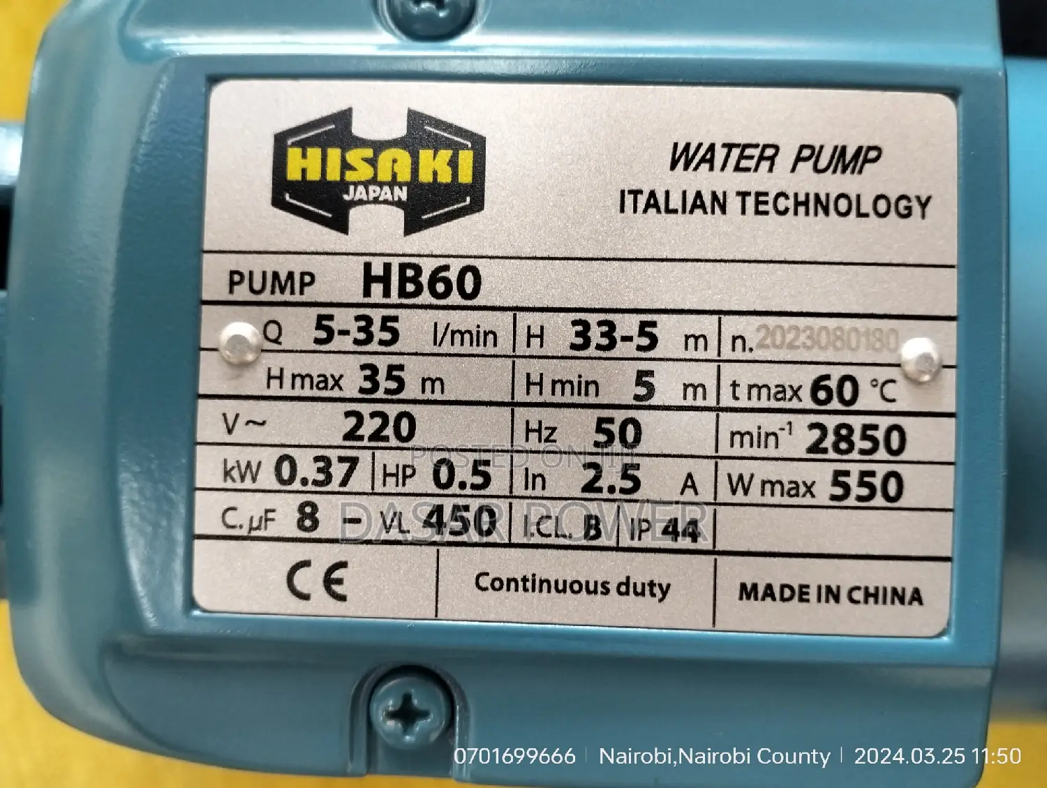 0.5hp Electric Water Pump.