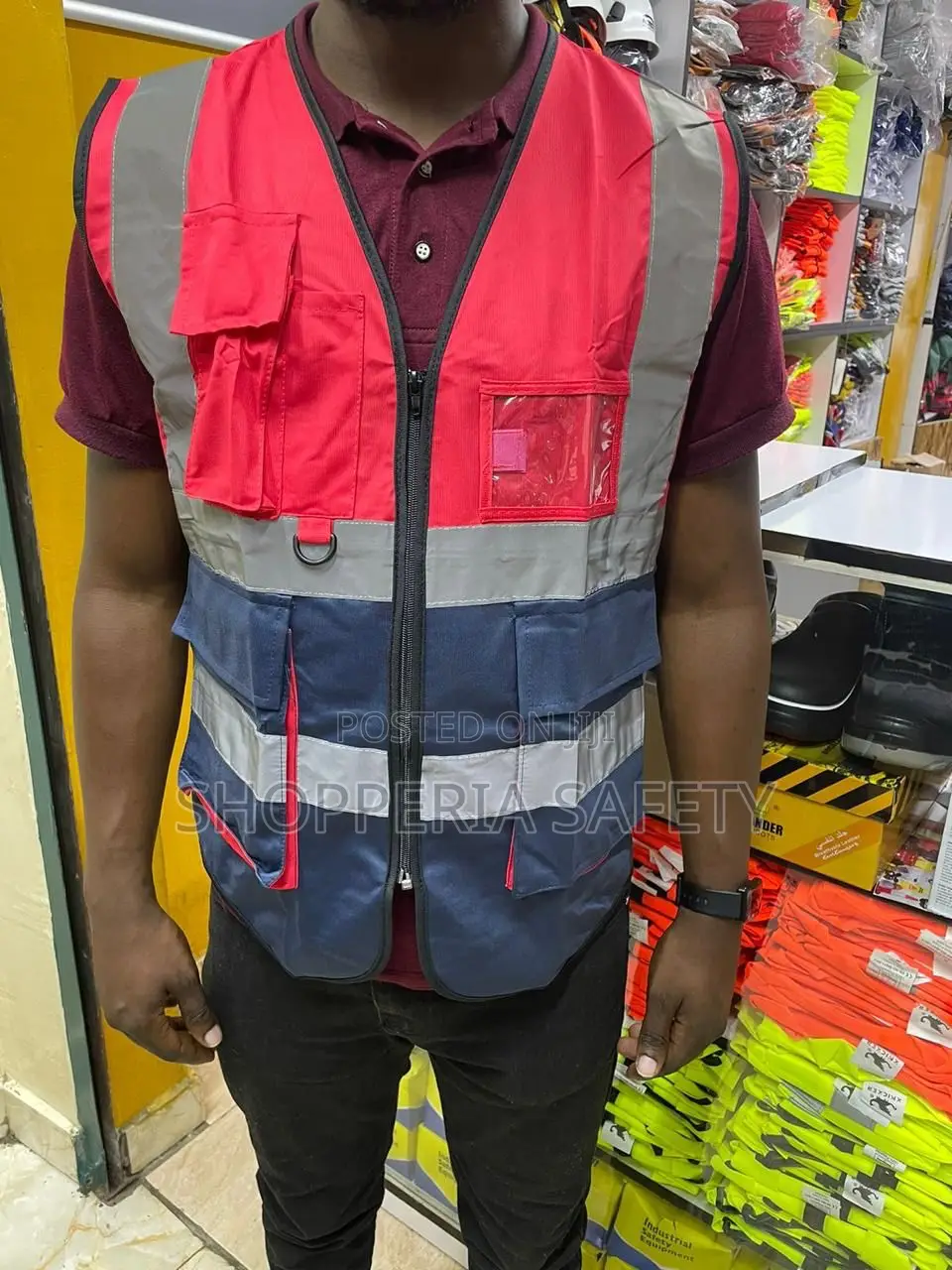 Red Multicolored Reflector Vest