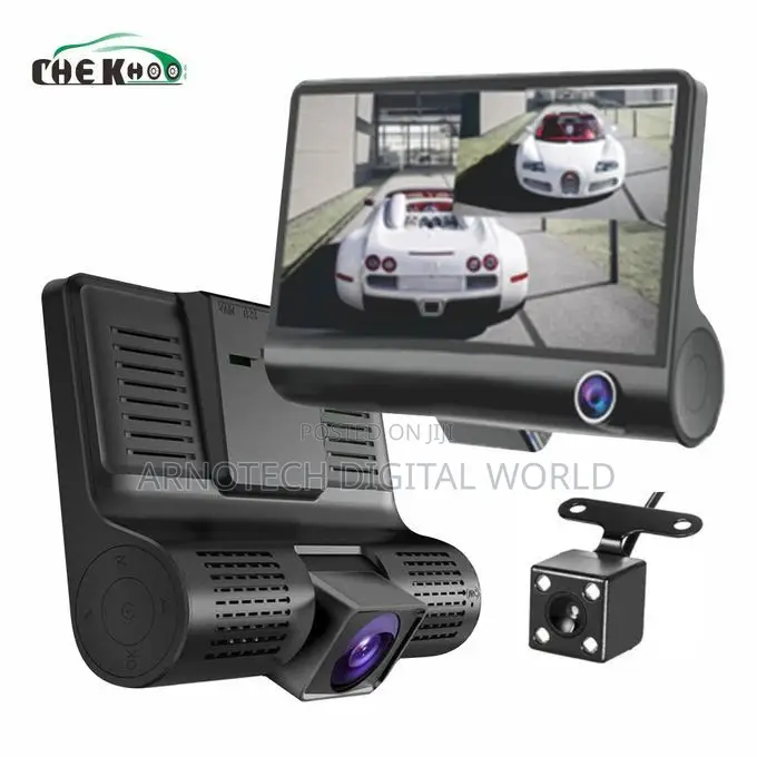 Car DVR 3 Cameras Lens 4.0 Inch Dash Camera Dual Lens With R