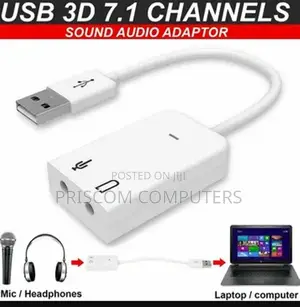 7.1 Channel 3 USB Ports External Sound Card Hub Audio-White