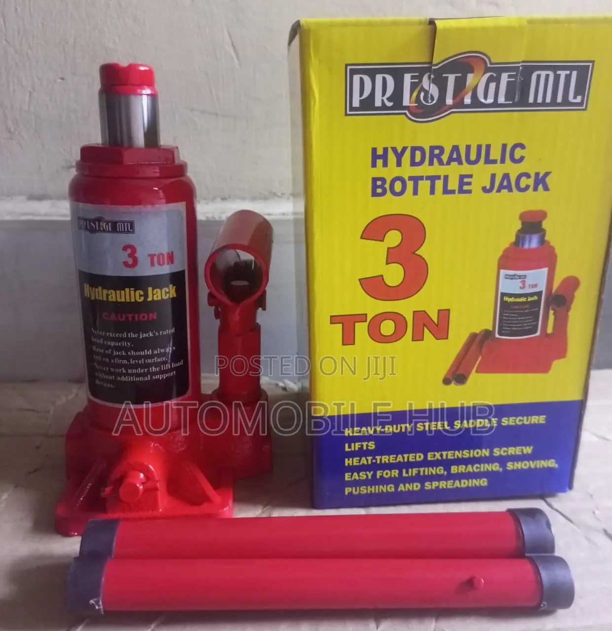 3 Ton Prestige Hydraulic Bottle Jack Red