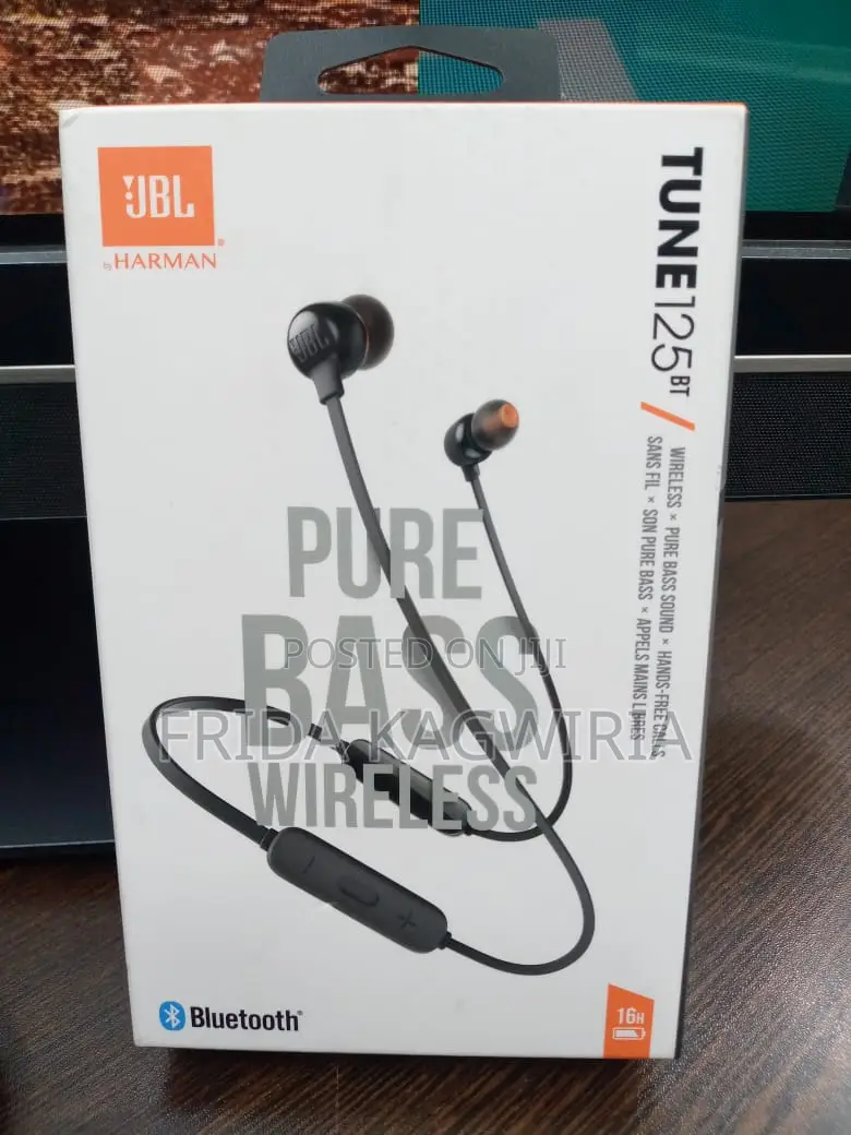 Black JBL Tune 125bt Pure Bass Wireless Neckband