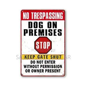 No Trespassing Dog Warning Yard Sign, Keep Gate Shut
