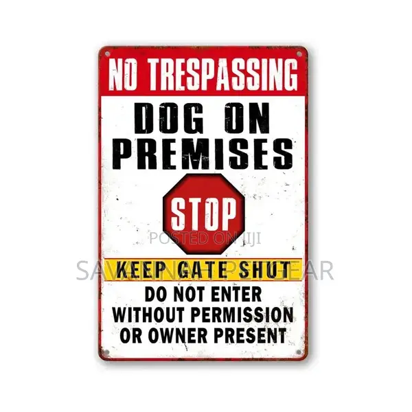 No Trespassing Dog Warning Yard Sign, Keep Gate Shut
