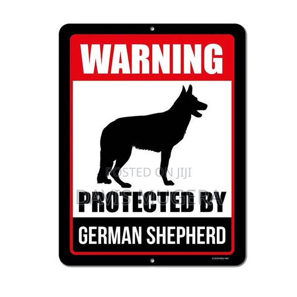 Protected by German Shepherd Aluminum Warning Dog Sign - main view
