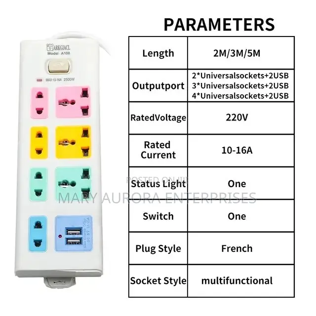 3pin Double Universal Extension With USB Ports