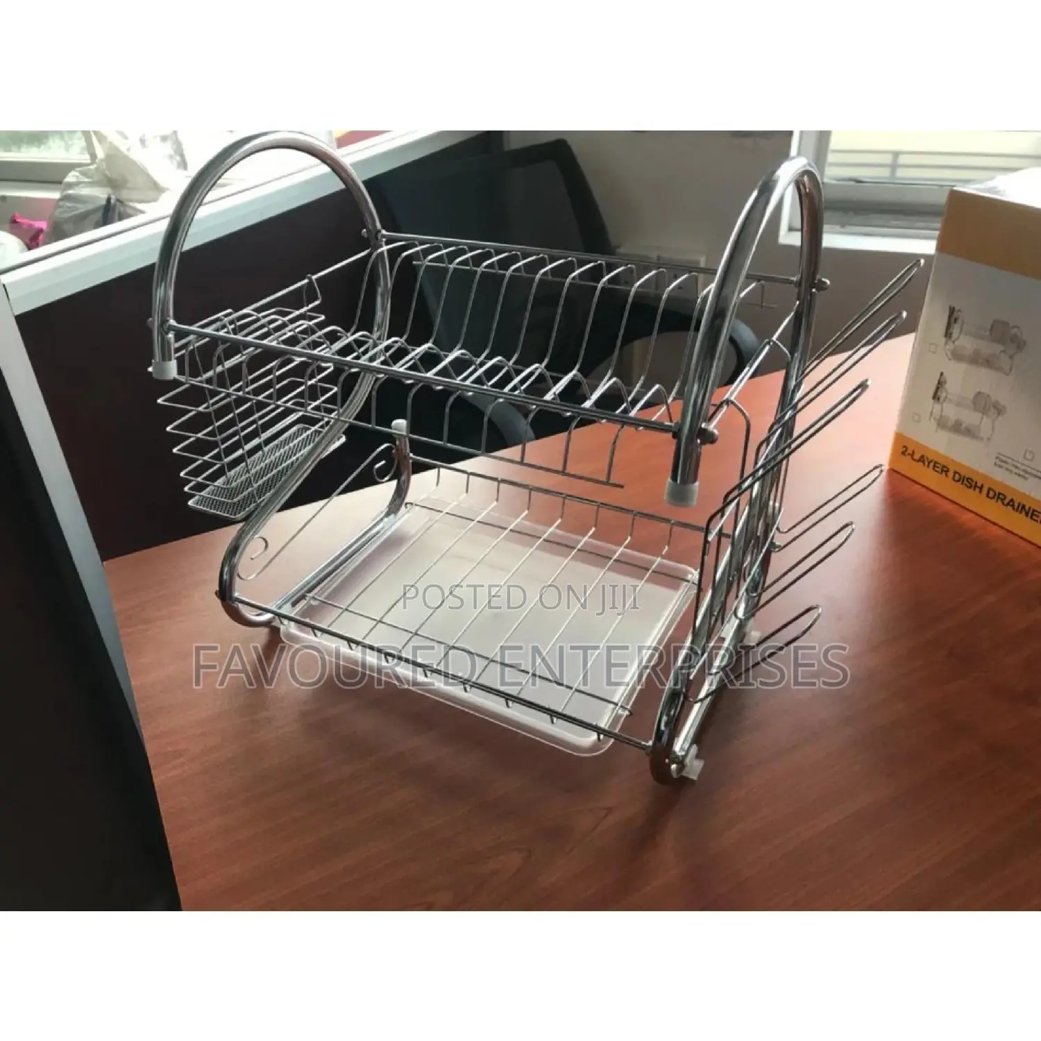 Nunix 2 Tier Dish Rack Stainless Steel, With Drain Board