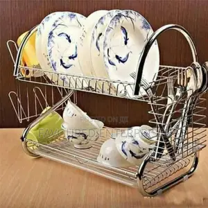 Nunix 2 Tier Dish Rack Stainless Steel, With Drain Board