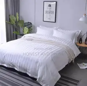 White Stripped Duvet Cover Set.Hotel Quality