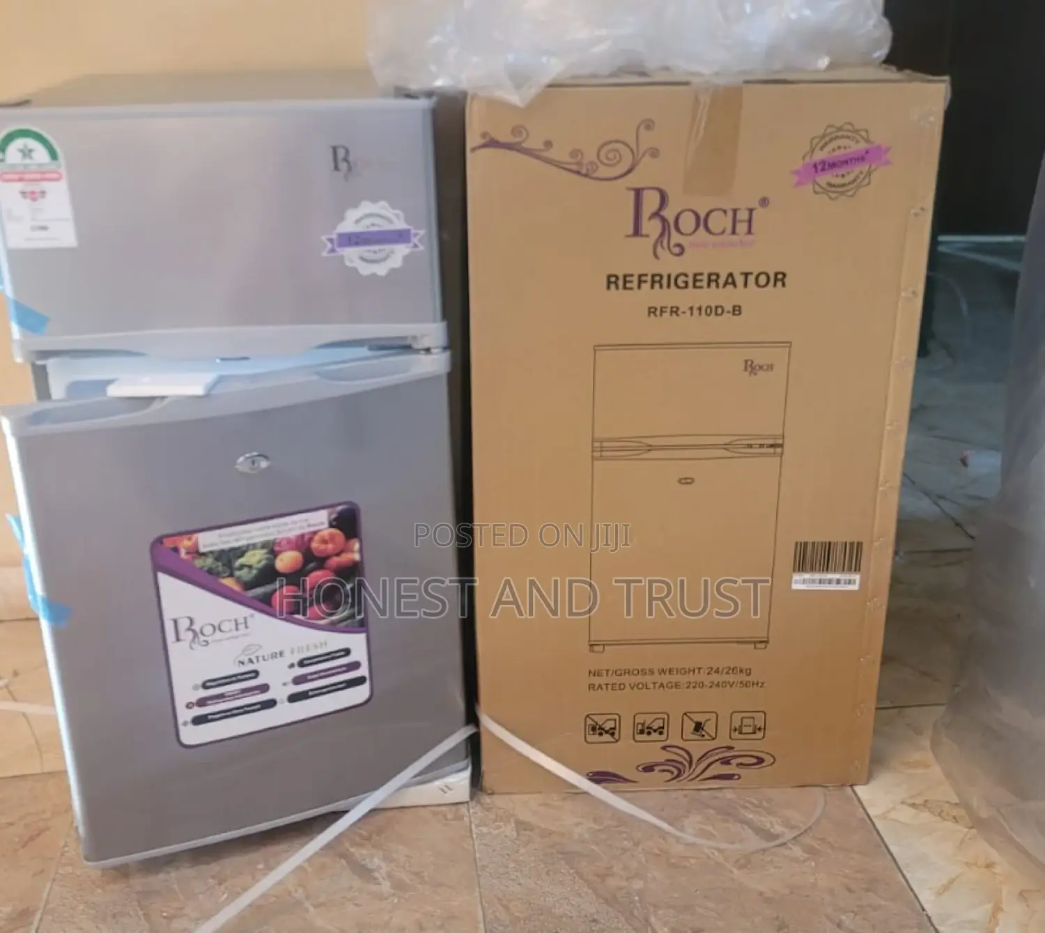 Roch RFR-110D-B Double Door Refrigerator - 85 Litres - Silve