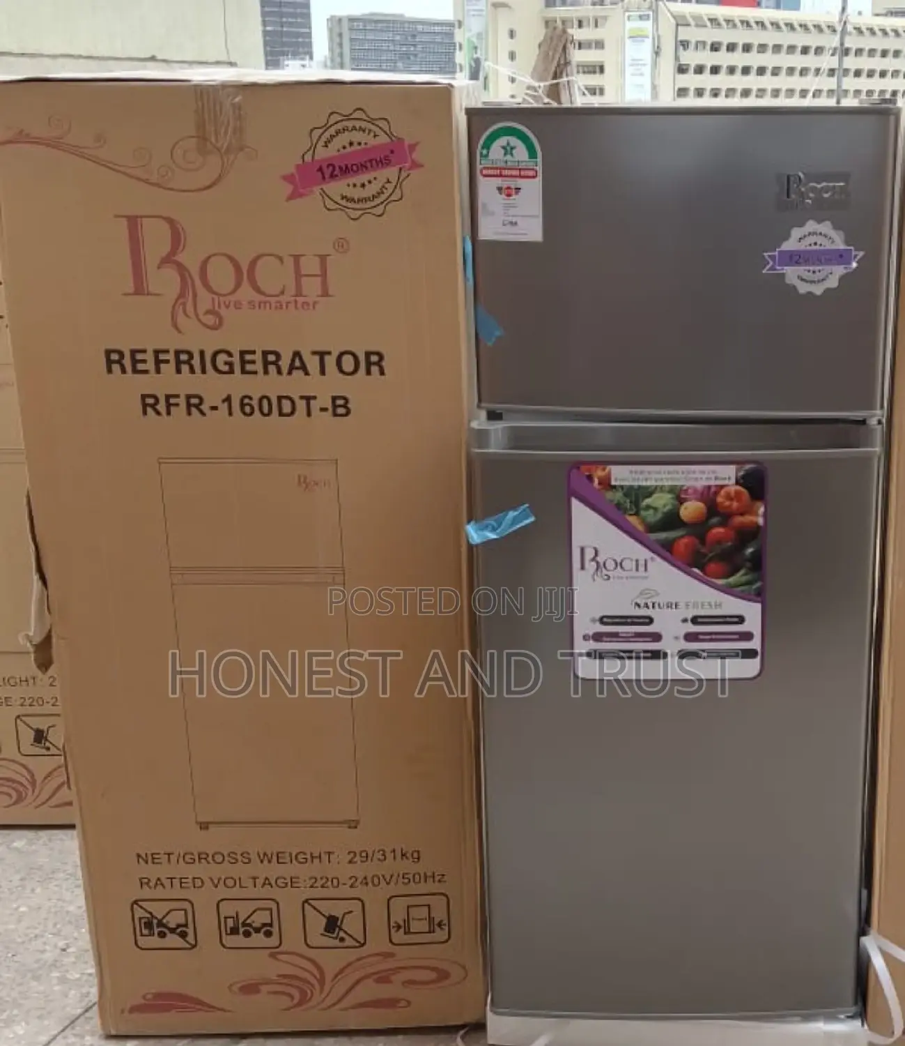 Roch RFR-160DT-B Double Door Fridge, 126L - Silver
