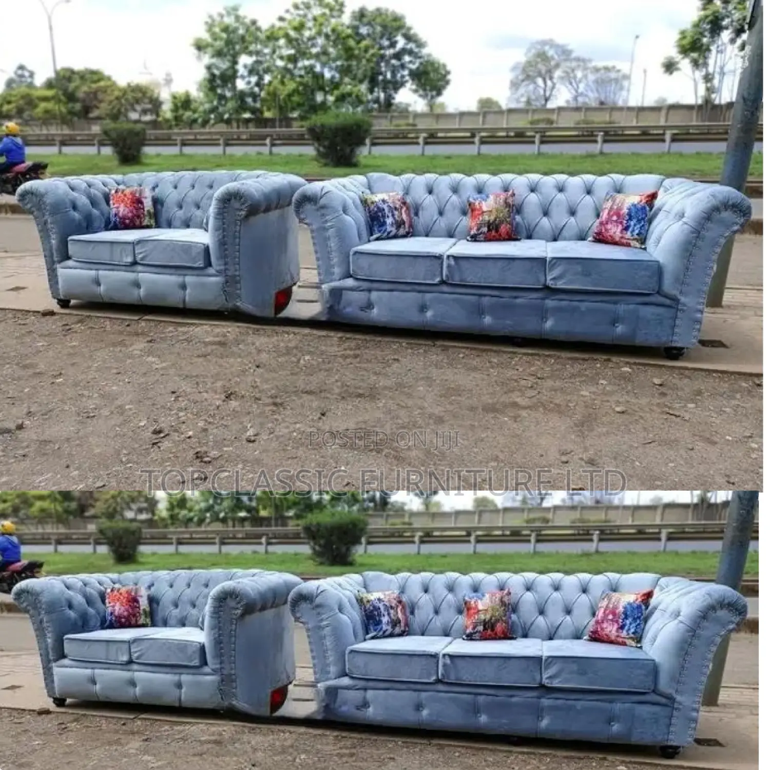 3-Seater Chester Sofas+Free Throw Pillows