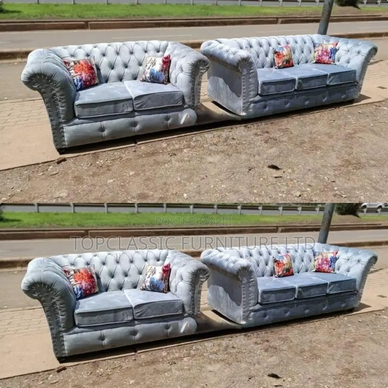 3-Seater Chester Sofas+Free Throw Pillows