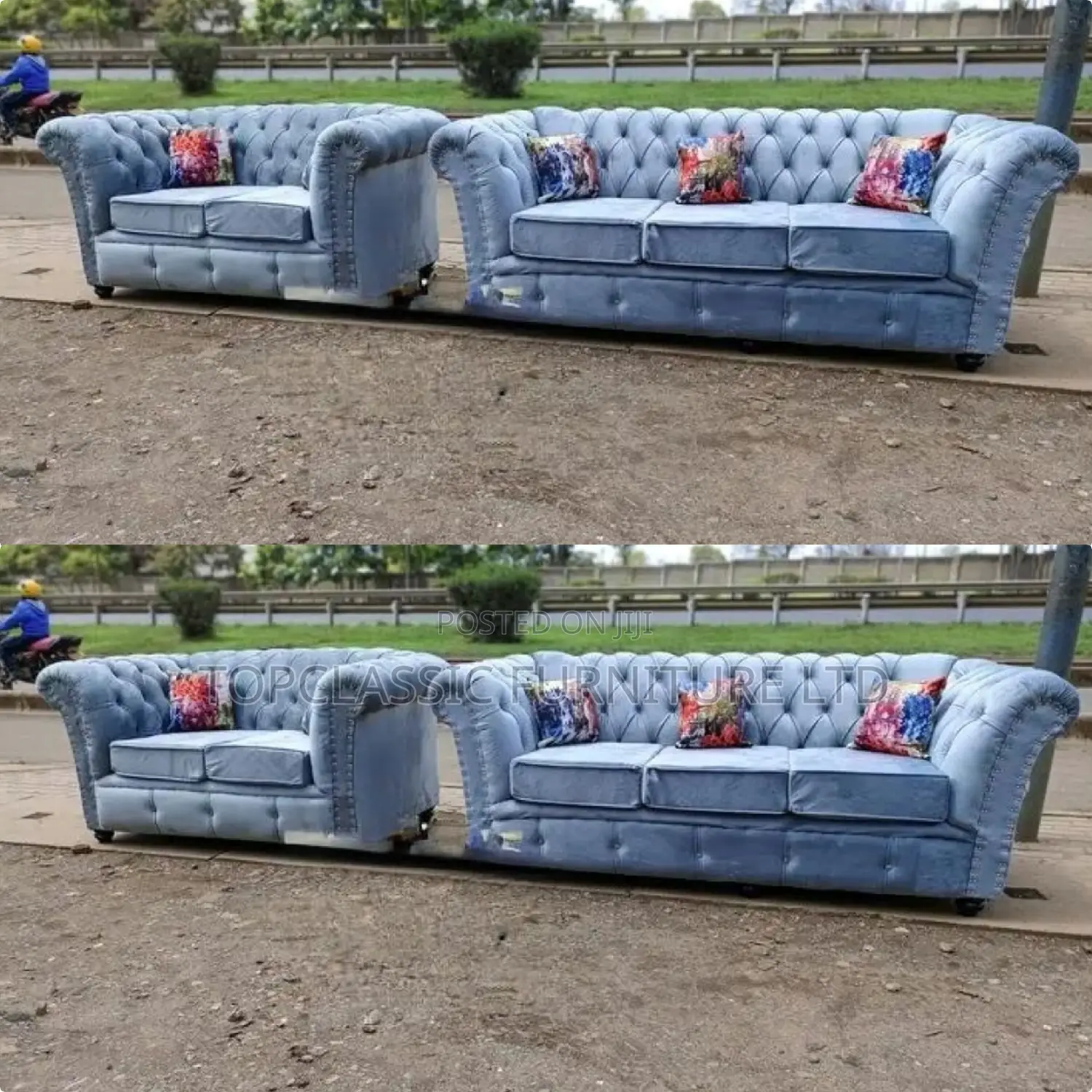 3-Seater Chester Sofas+Free Throw Pillows