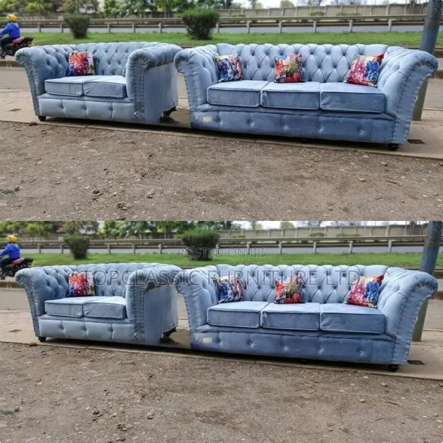 3-Seater Chester Sofas+Free Throw Pillows
