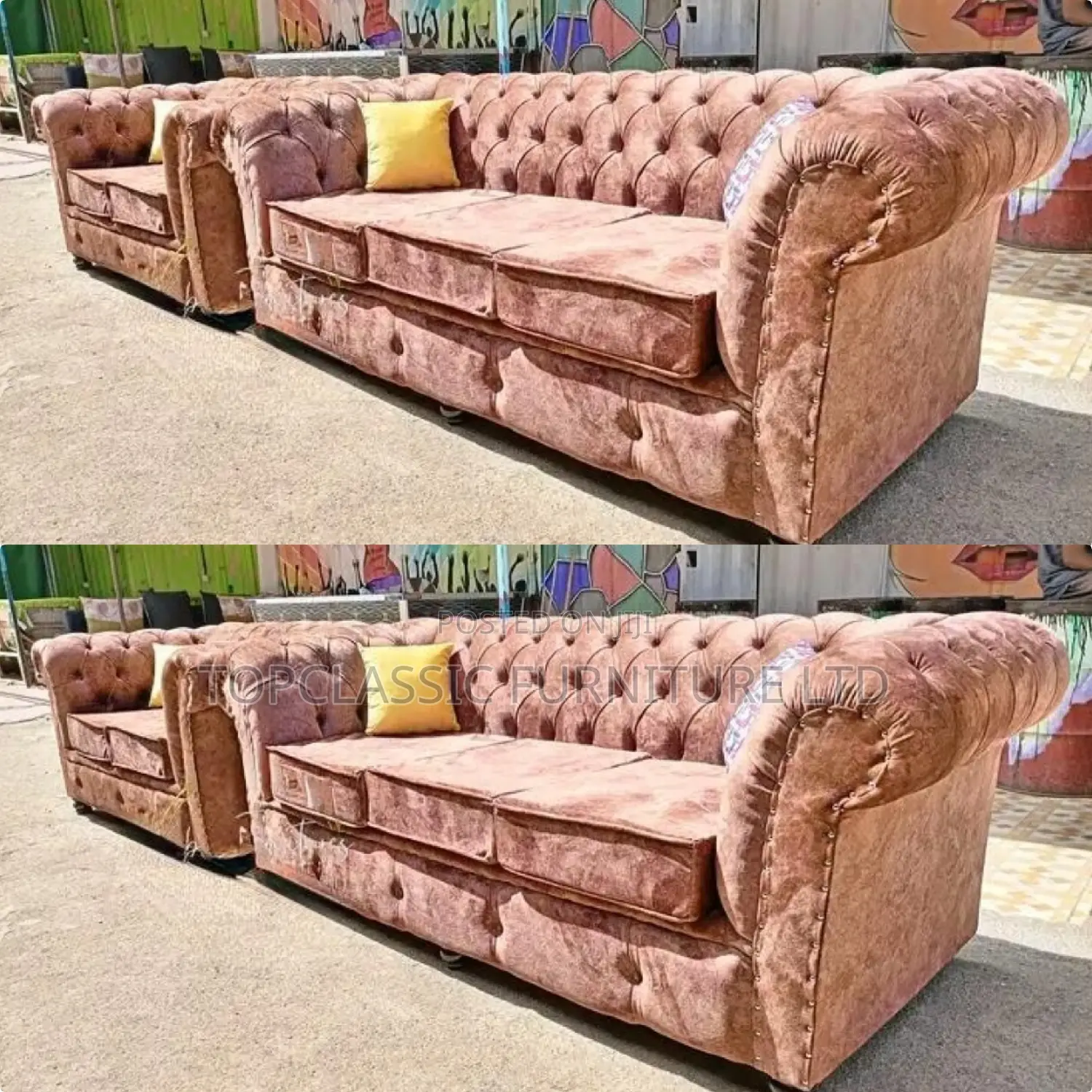 3-Seater Chester Sofas+Free Throw Pillows