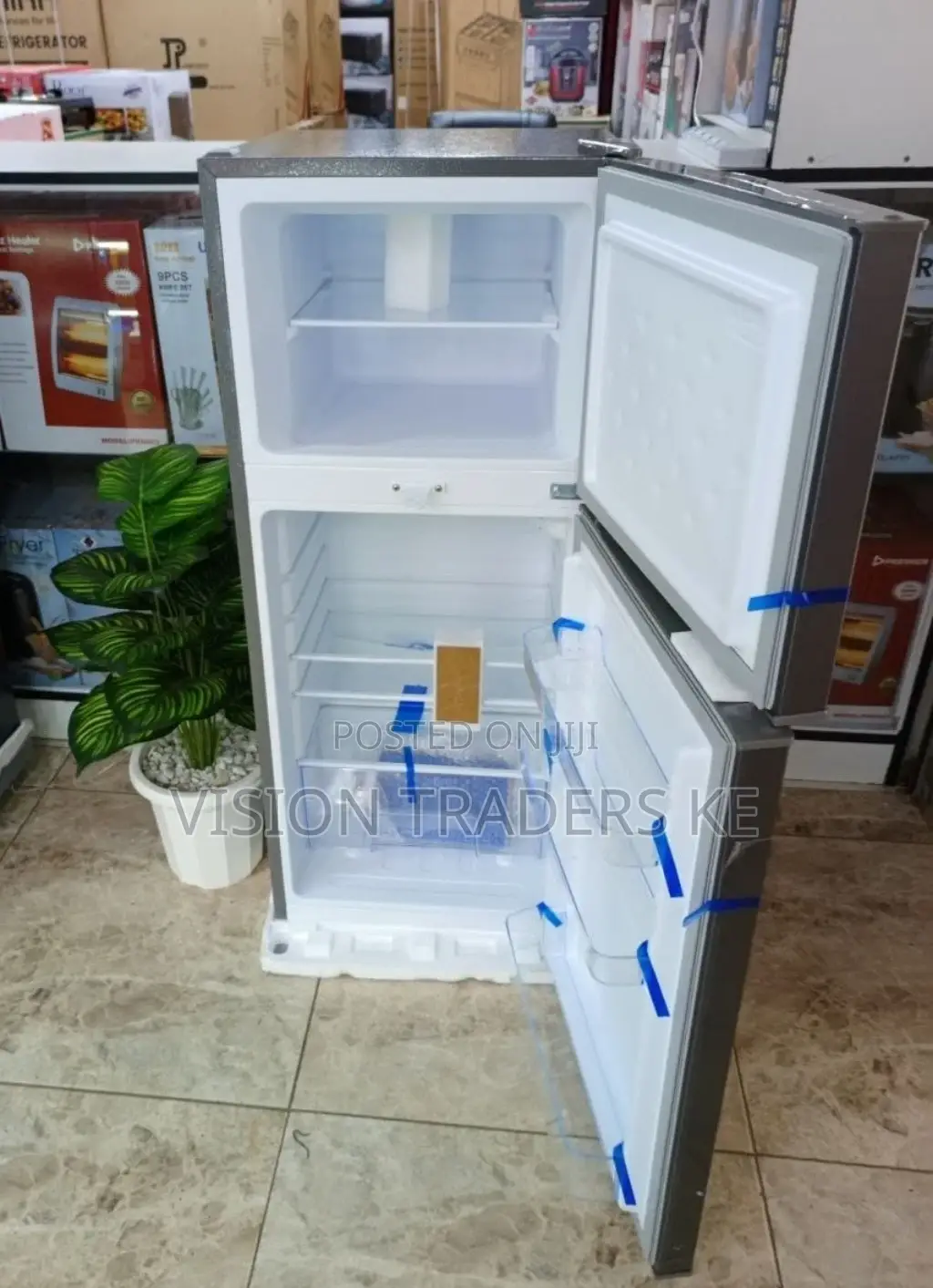 Mika Fridge 138 Double Door Top Freezer Defrost Silver Dark√