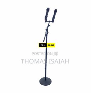 2 Mic Heavy Duty Microphone Stand With Cast Iron Round Base - thumbnail 2