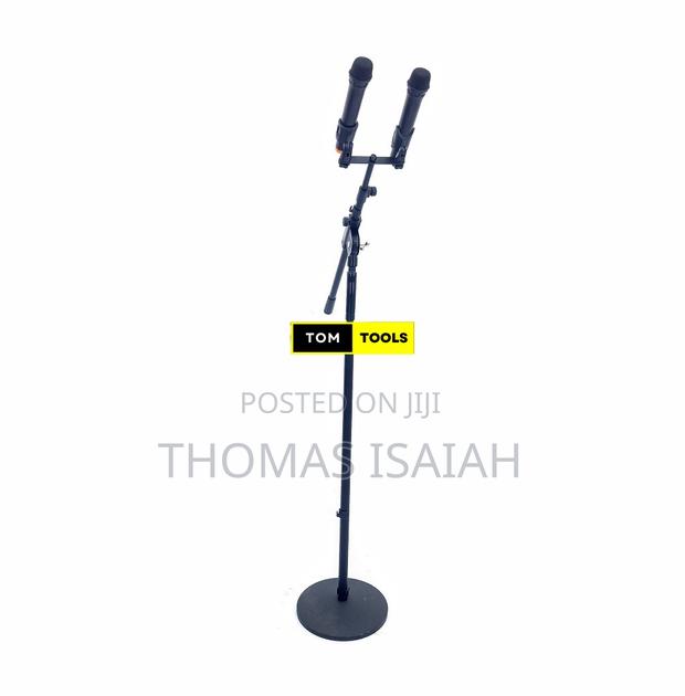 2 Mic Heavy Duty Microphone Stand With Cast Iron Round Base - main view