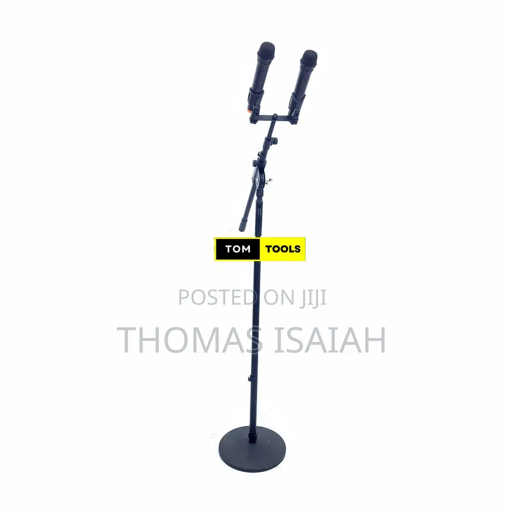 2 Mic Heavy Duty Microphone Stand With Cast Iron Round Base