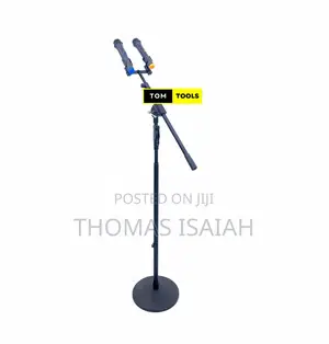 2 Mic Heavy Duty Microphone Stand With Cast Iron Round Base
