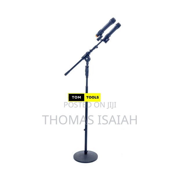 2 Mic Heavy Duty Microphone Stand With Cast Iron Round Base - thumbnail 4