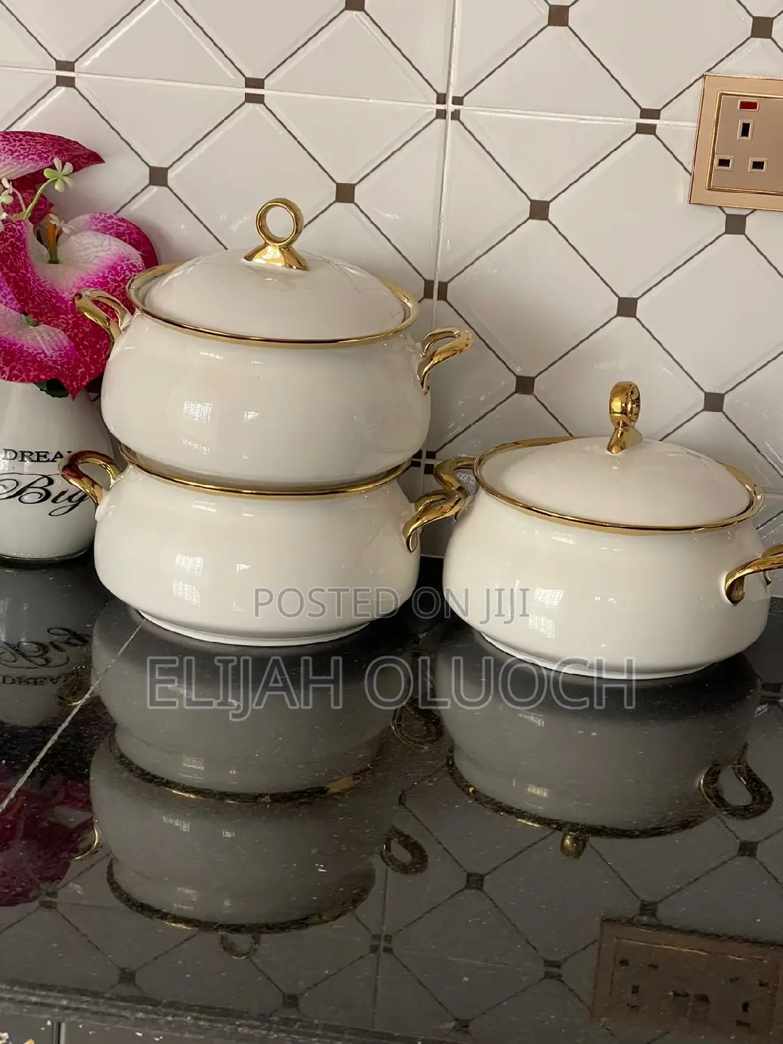 3PCS Set Gold Line Dish