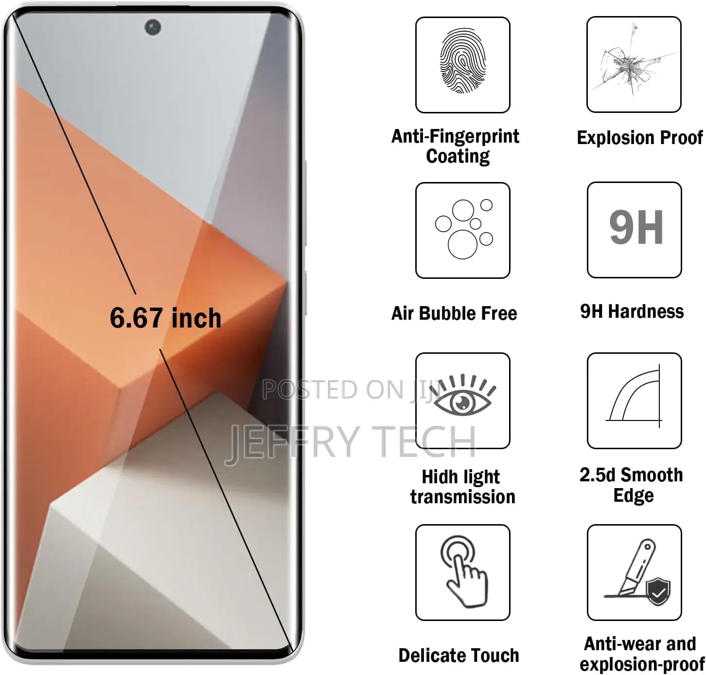 UV Tempered Glass Screen Protector Redmi Note 13 Pro Plus (