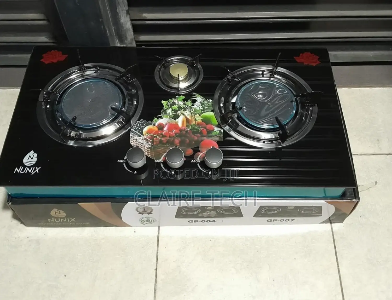 Nunix 3 Burner Infrared Cooker Glass Top