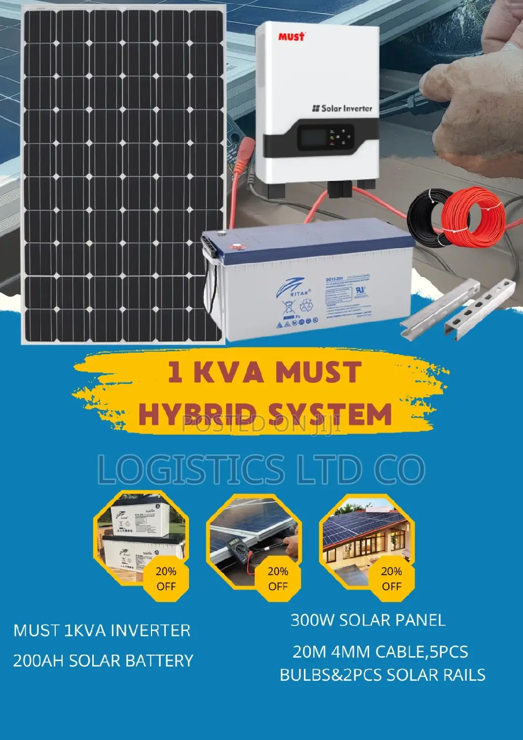 1kva Must Hybrid Solarkit