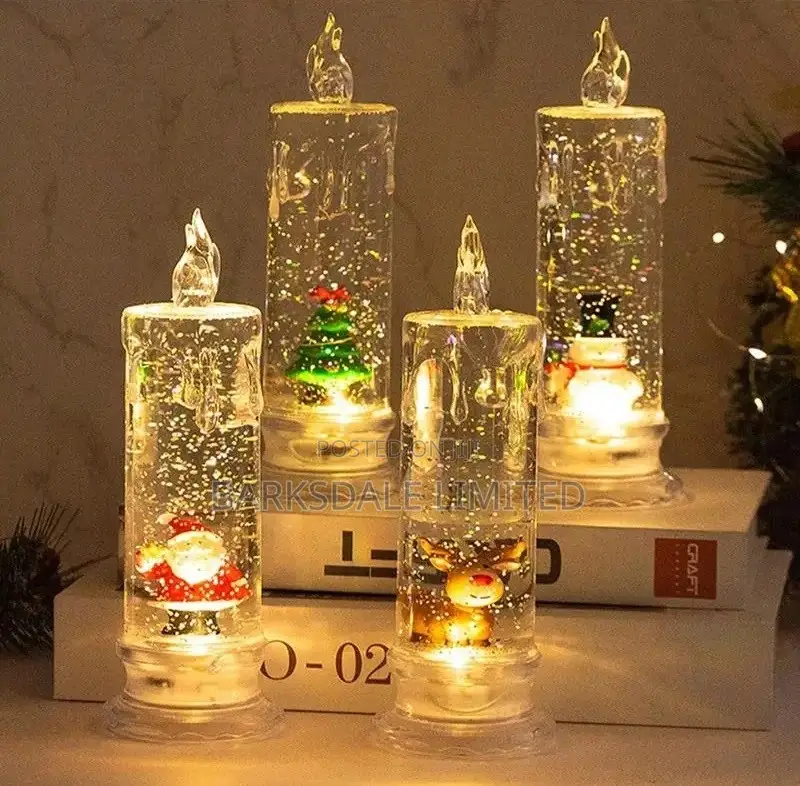 Xmas Christmas Candles Lights Santa Snowman Electronic